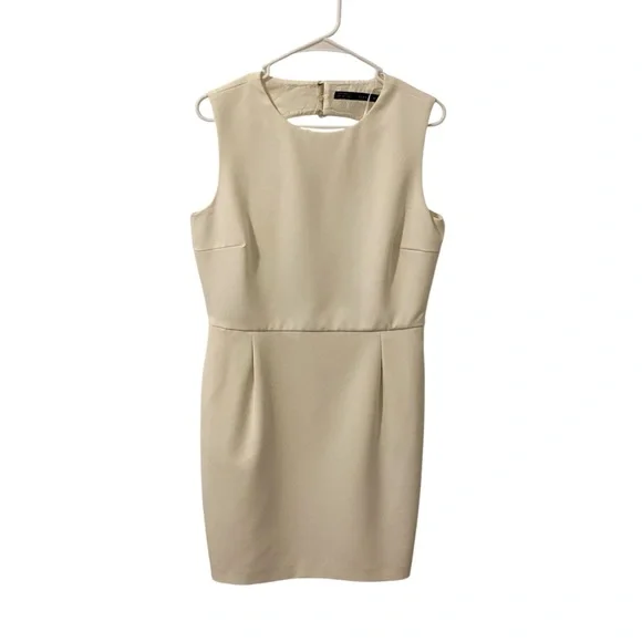 Zara Cream Sheath Dress Size L Elegant Minimalist Cocktail Evening - Picture 7 of 7